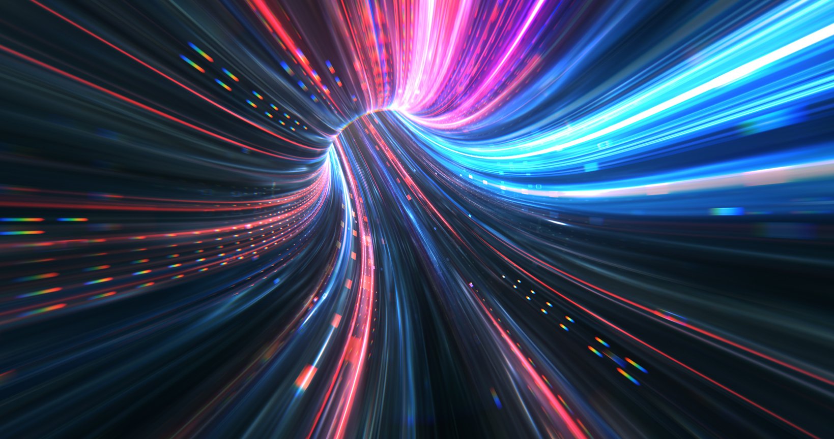 Futuristic Light Warp. Abstract Motion in Virtual Reality